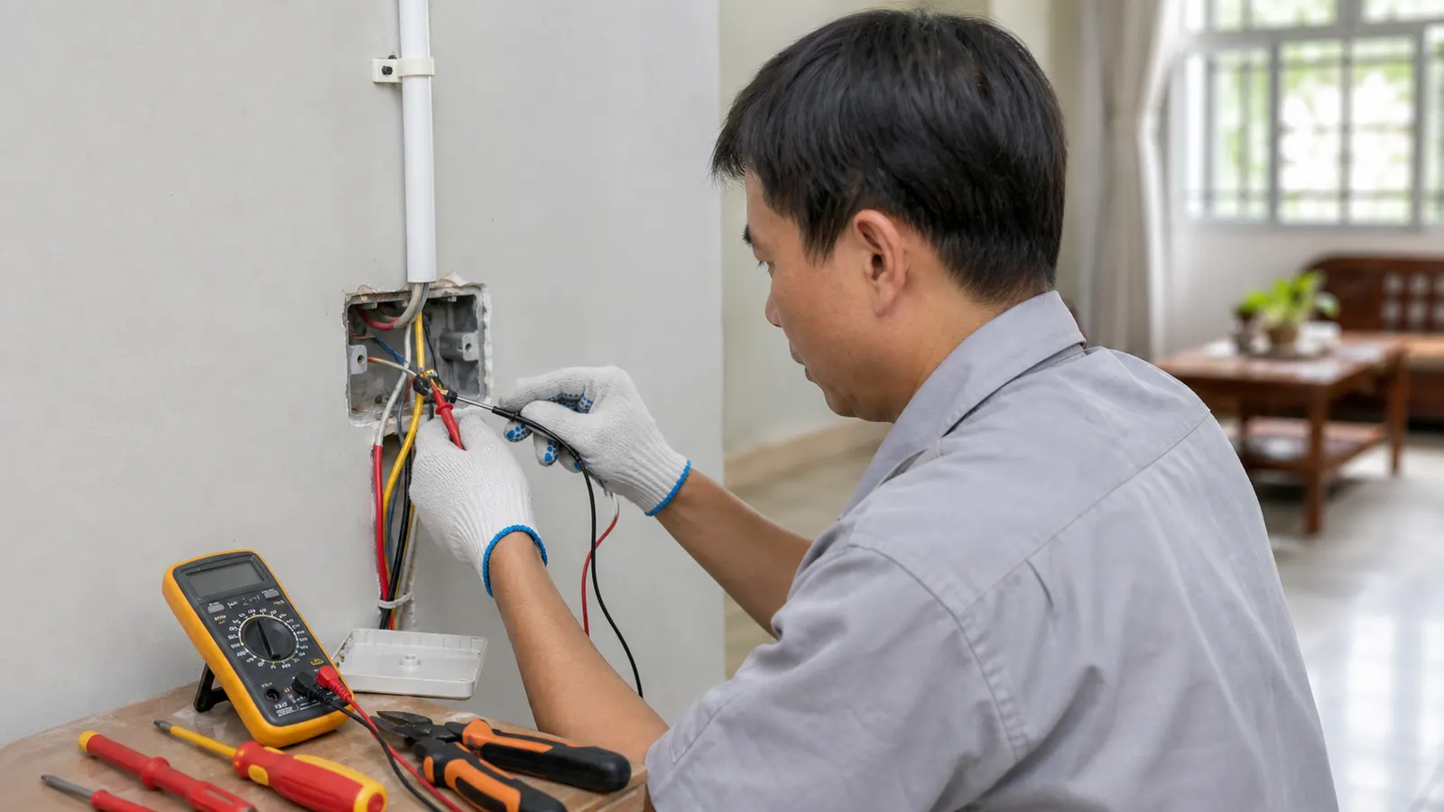 Kiểm tra đường điện âm tường trước khi sửa