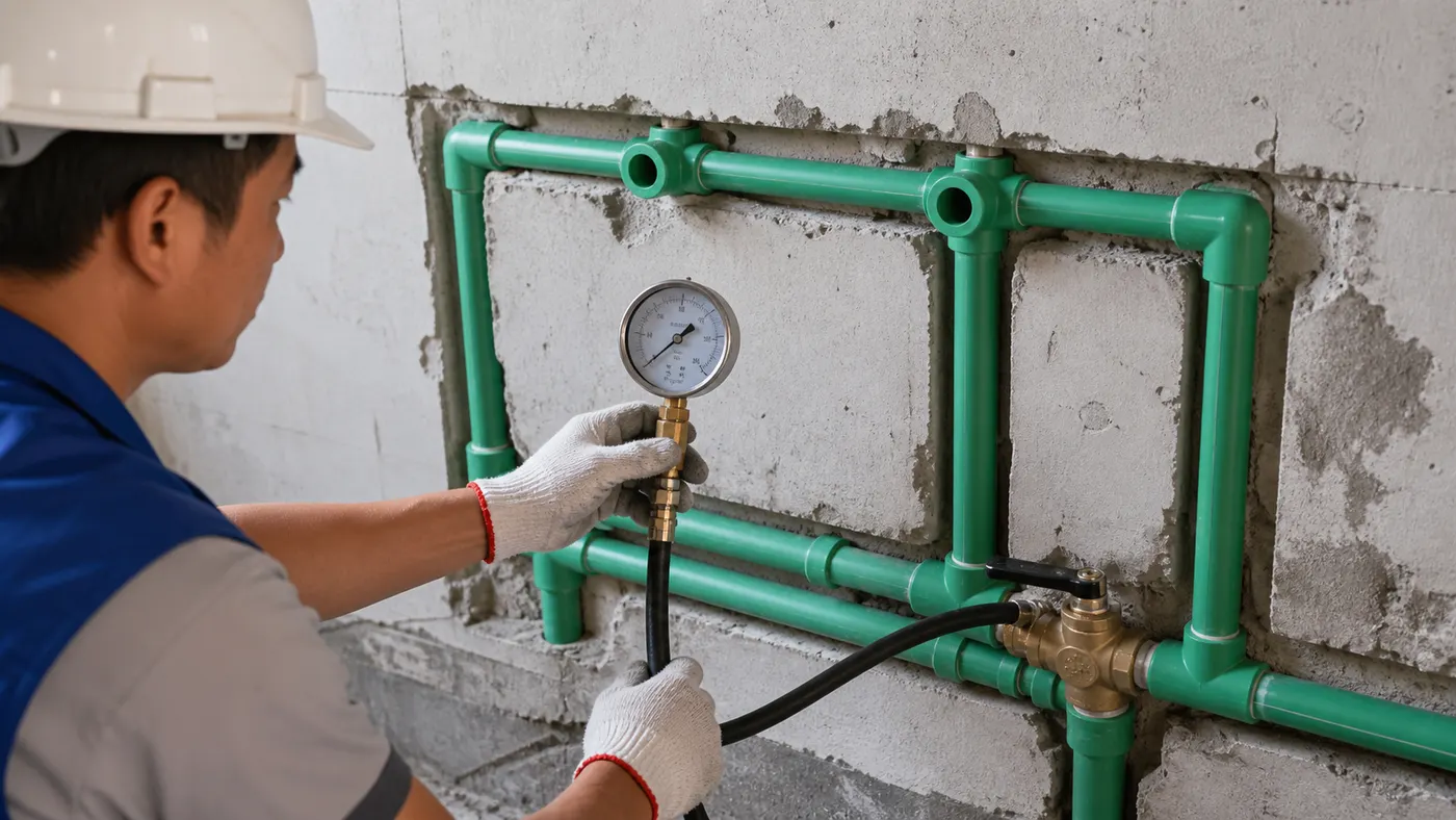 Thử kín đường ống trước khi trát tường