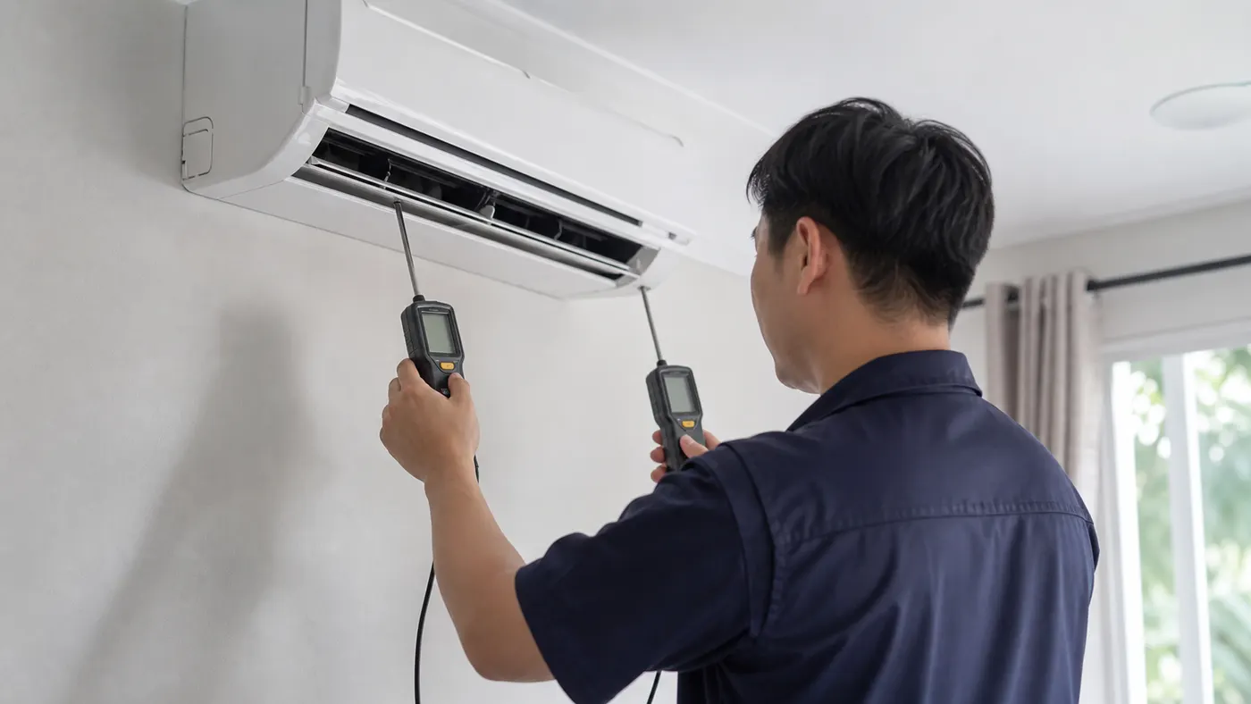 Đo chênh nhiệt cửa hút và cửa thổi máy lạnh