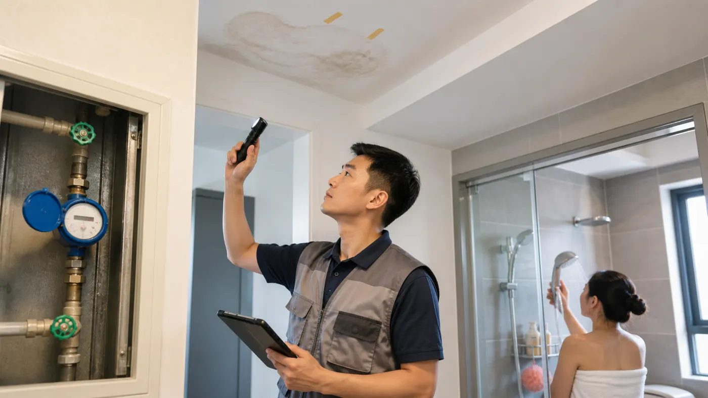 Đối chiếu vết thấm và đồng hồ nước Thanh Xuân
