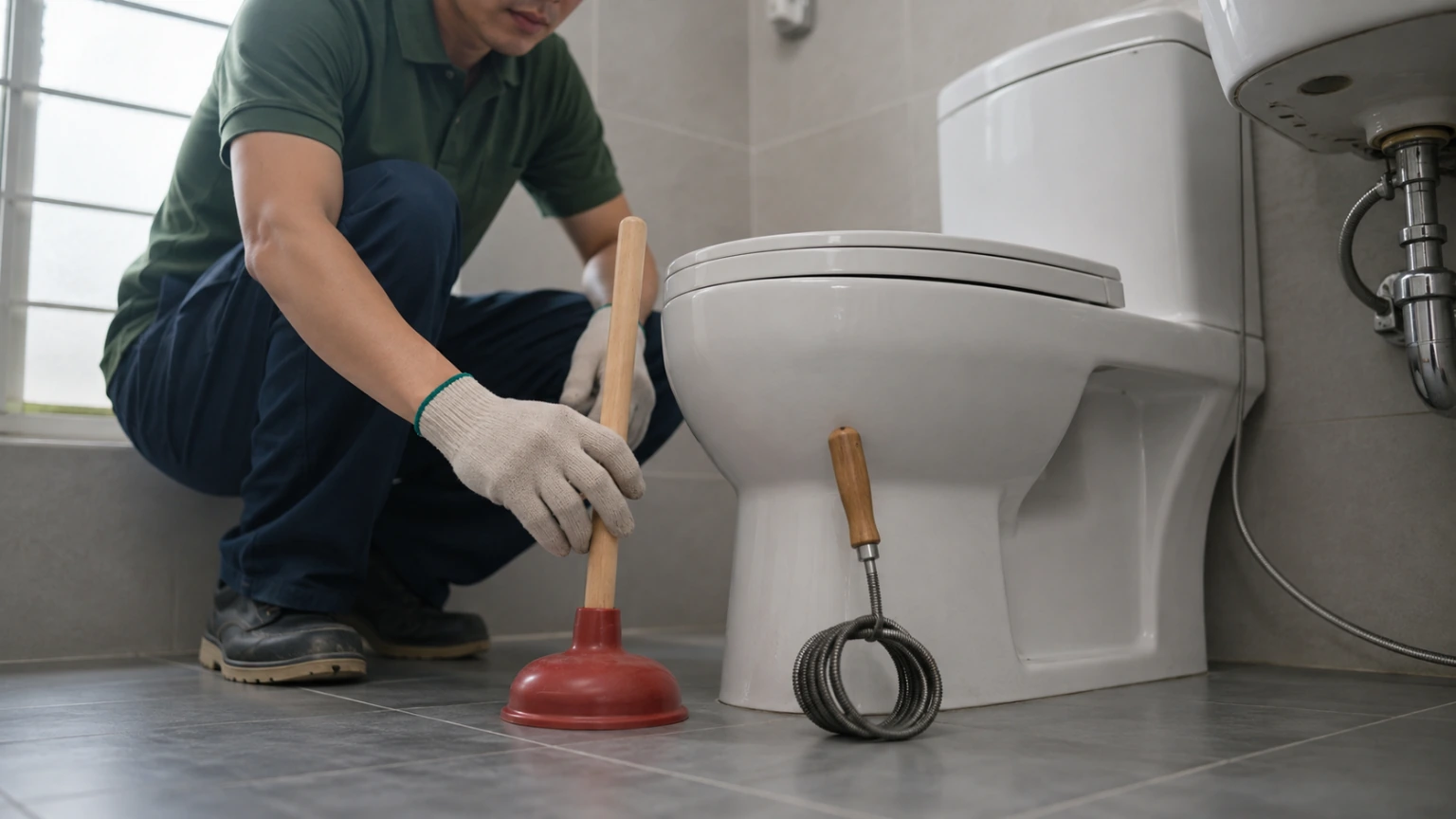 Dụng cụ thông tắc bồn cầu hiệu quả