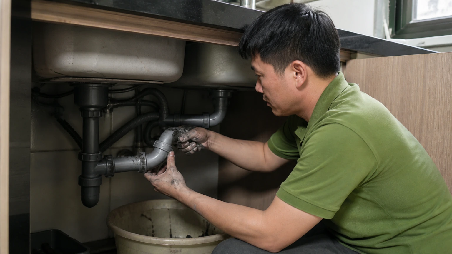 Sửa chữa đường ống thoát nước chậu rửa bát tại Nam Từ Liêm